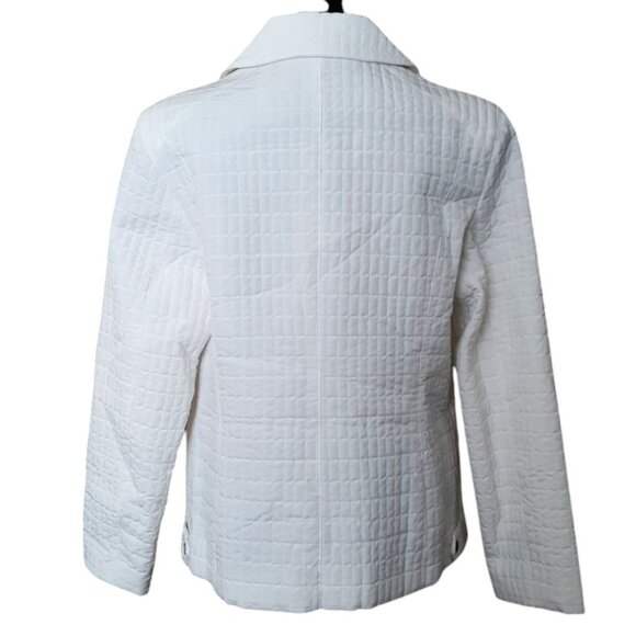 Anne Klein Quilted Jacket VTG 80s Zip Silky Rainbow Striped Liner - Picture 5 of 11